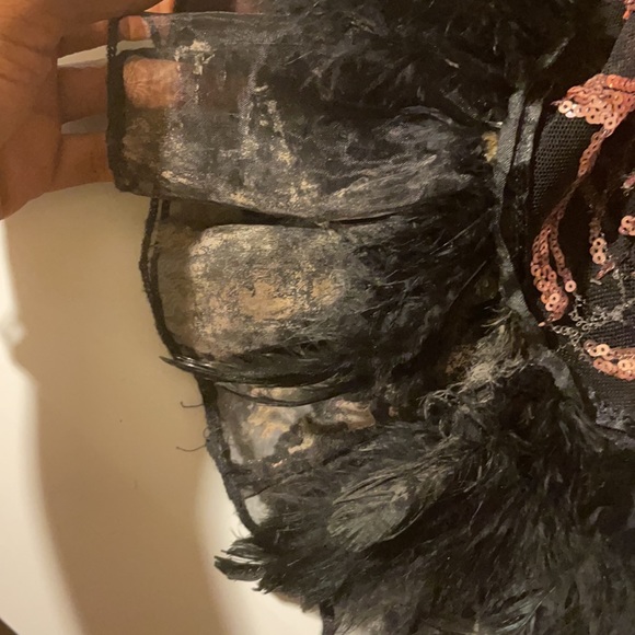Rose gold open back party dress  if you can sew 🧵 I added the ostrich feathers - Picture 12 of 14